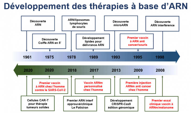 Developpement des therapies a base d arn depuis 1961